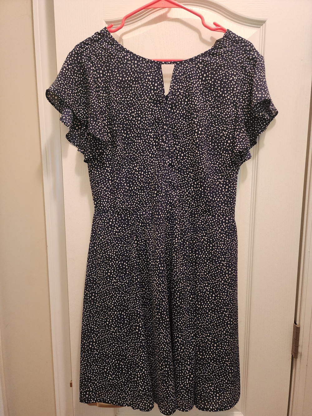 Banana Republic Navy Blue Polka Dot Flutter Sleeve Dress